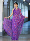 Banarasee Printed Handwork Chiffon Saree-Violet