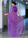 Banarasee Printed Handwork Chiffon Saree-Violet