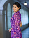 Banarasee Printed Handwork Chiffon Saree-Violet