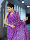 Banarasee Printed Handwork Chiffon Saree-Violet