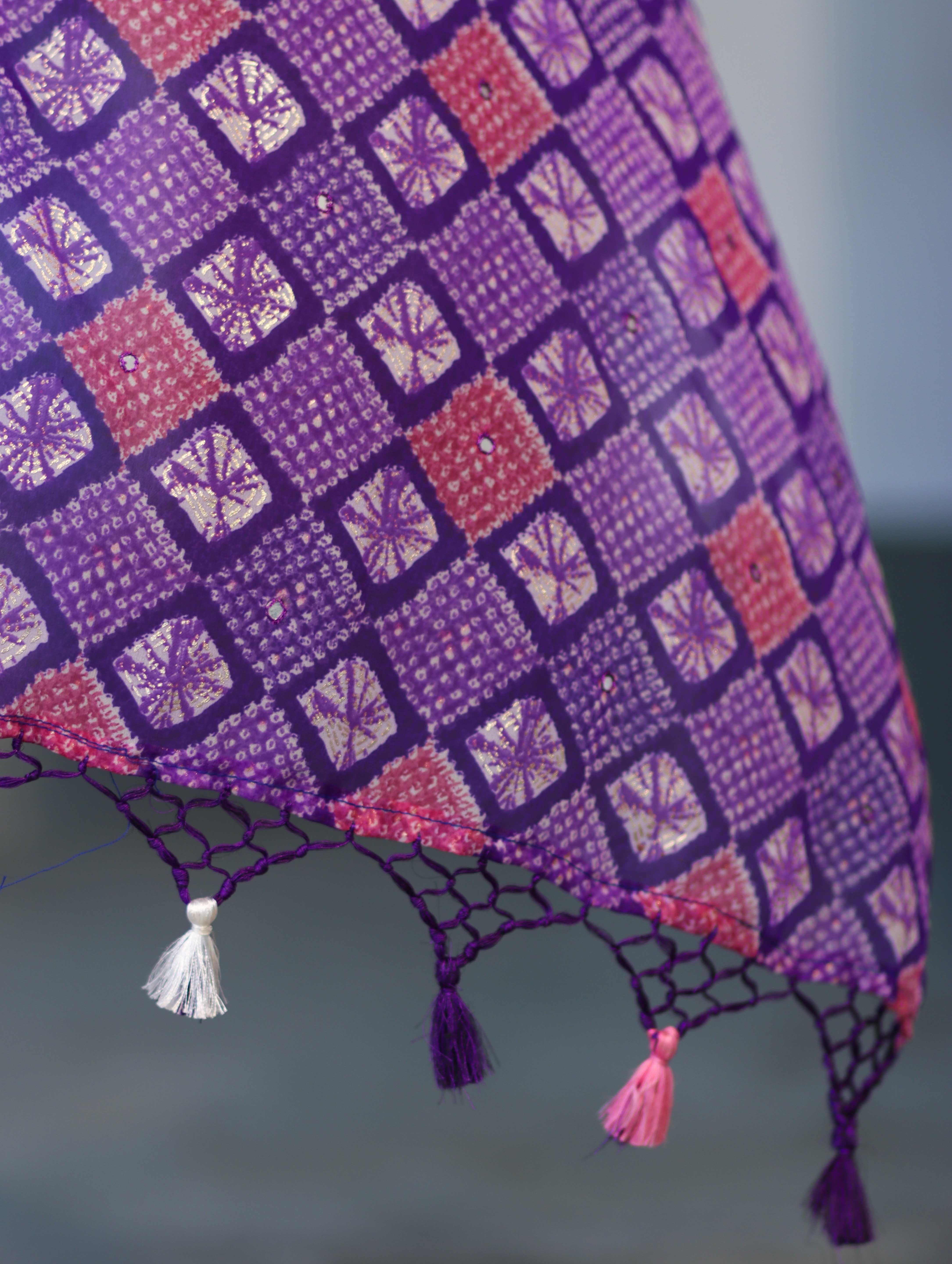Banarasee Printed Handwork Chiffon Saree-Violet