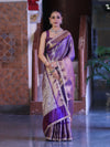 Banarasee Handloom Tissue Saree With Zari Woven Design Broad Border & Lace-Purple