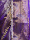 Banarasee Handloom Tissue Saree With Zari Woven Design Broad Border & Lace-Purple
