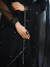 Banarasee Handwoven Organza Mix Saree With Mirror Work-Black
