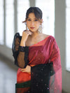 Banarasee Handwoven Organza Mix Saree With Mirror Work-Multicolor