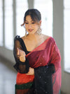 Banarasee Handwoven Organza Mix Saree With Mirror Work-Multicolor