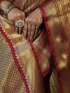 Banarasee Handwoven Soft Tissue Saree With Zari Design-Maroon & Gold