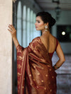 Banarasee Handwoven Soft Tissue Saree With Zari Border & Buti Design-Rust (Dual Tone)