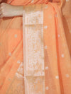 Banarasee Handloom Cotton Silk Saree With Zari Work & Border-Peach