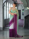 Banarasee Handwoven Organza Mix Saree With Mirror Work-Multicolor