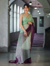 Banarasee Handwoven Organza Mix Saree With Mirror Work-Multicolor