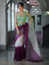 Banarasee Handwoven Organza Mix Saree With Mirror Work-Multicolor
