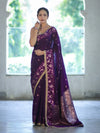 Banarasee Handloom Semi Silk Saree With Buti Design Zari Border & Lace-Violet