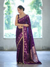 Banarasee Handloom Semi Silk Saree With Buti Design Zari Border & Lace-Violet