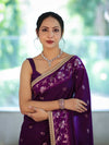 Banarasee Handloom Semi Silk Saree With Buti Design Zari Border & Lace-Violet