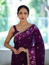 Banarasee Handloom Semi Silk Saree With Buti Design Zari Border & Lace-Violet