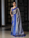 Banarasee Handloom Dual Tone Tissue Silk Saree With Zari & Resham Weaving-Blue (Gold Tone)