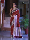 Banarasee Handloom Mashru Silk Saree With Tanchoi Work & Lace Border-Deep Maroon