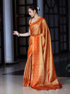 Banarasee Handloom Dual Tone Tissue Silk Saree With Zari & Resham Weaving-Orange