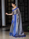 Banarasee Handloom Dual Tone Tissue Silk Saree With Zari & Resham Weaving-Blue (Gold Tone)