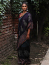 Banarasee Handloom Chanderi Bagru Block Printed Saree-Blue