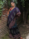 Banarasee Handloom Chanderi Bagru Block Printed Saree-Blue