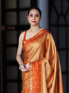 Banarasee Handloom Dual Tone Tissue Silk Saree With Zari & Resham Weaving-Orange