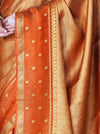 Banarasee Handloom Dual Tone Tissue Silk Saree With Zari & Resham Weaving-Orange