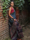 Banarasee Handloom Chanderi Bagru Block Printed Saree-Blue