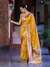 Banarasee Handloom Semi Katan Meena Work Saree-Yellow