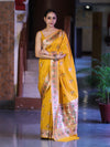Banarasee Handloom Semi Katan Meena Work Saree-Yellow