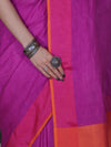 Bhagalpur Handloom Pure Linen Saree With Dual Tone Contrast Pallu-Magenta