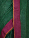 Bhagalpur Handloom Pure Linen Saree With Dual Tone Contrast Pallu-Green