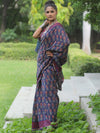 Banarasee Handloom Chanderi Bagru Block Printed Saree-Blue