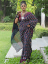 Banarasee Handloom Chanderi Bagru Block Printed Saree-Blue