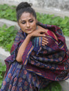 Banarasee Handloom Chanderi Bagru Block Printed Saree-Blue