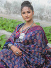 Banarasee Handloom Chanderi Bagru Block Printed Saree-Blue