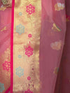 Banarasee Handloom Organza Mix Saree With Resham & Zari Work-Light Pink