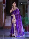 Banarasee Handloom Tissue Saree With Buti Design Zari Border & Lace-Violet