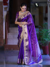 Banarasee Handloom Tissue Saree With Buti Design Zari Border & Lace-Violet