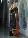 Banarasee Handloom Semi Silk Saree With Stripe Pattern & Buti Design Broad Border-Multicolor