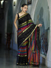 Banarasee Handloom Semi Silk Saree With Stripe Pattern & Buti Design Broad Border-Multicolor
