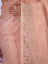 Banarasee Handloom Soft Tissue Shine Saree With Resham Floral Border-Peach