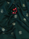 Banarasee Handloom Pure Silk Zari Buti Salwar Kameez Fabric With Dupatta-Red & Bottle Green
