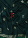 Banarasee Handloom Pure Silk Zari Buti Salwar Kameez Fabric With Dupatta-Red & Bottle Green