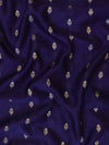 Banarasee Handloom Pure Silk Zari Buti Salwar Kameez Fabric With Dupatta-Navy Blue & Orange