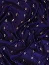 Banarasee Handloom Pure Silk Zari Buti Salwar Kameez Fabric With Dupatta-Navy Blue & Orange