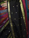 Banarasee Handloom Semi Silk Saree With Stripe Pattern & Buti Design Broad Border-Multicolor