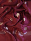 Banarasee Handloom Pure Silk Zari Buti Salwar Kameez Fabric With Dupatta-Onion Pink & Deep Brown