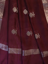 Banarasee Handloom Pure Silk Zari Buti Salwar Kameez Fabric With Dupatta-Onion Pink & Deep Brown